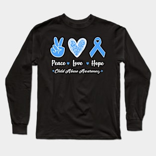 Child Abuse Prevention Awareness Month Blue Ribbon gift idea Long Sleeve T-Shirt